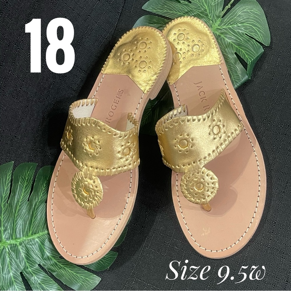 Jack Roger Leather Thong Sandals Whipstitch Hampton - Picture 14 of 14